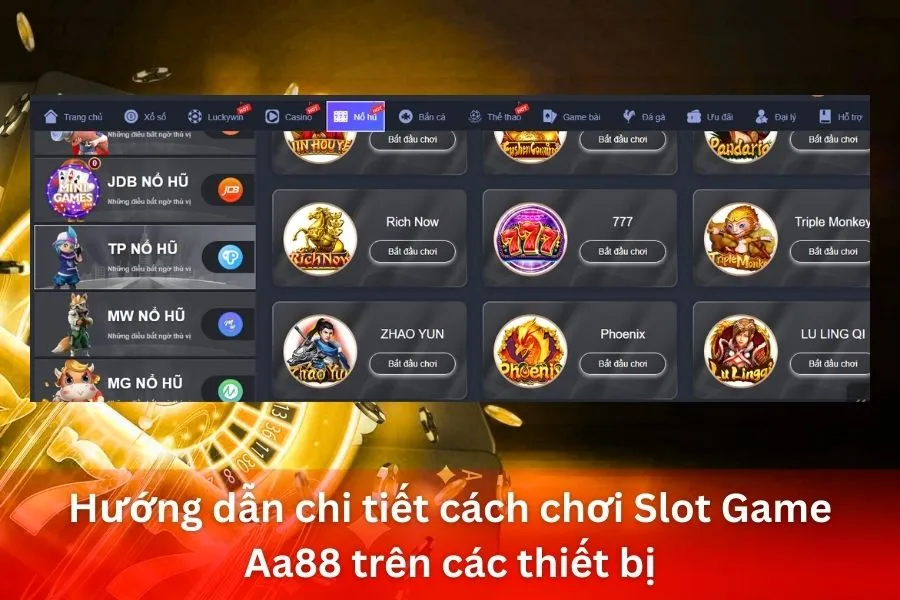 Hướng dẫn chi tiết cách chơi Slot Game Aa88 trên các thiết bị