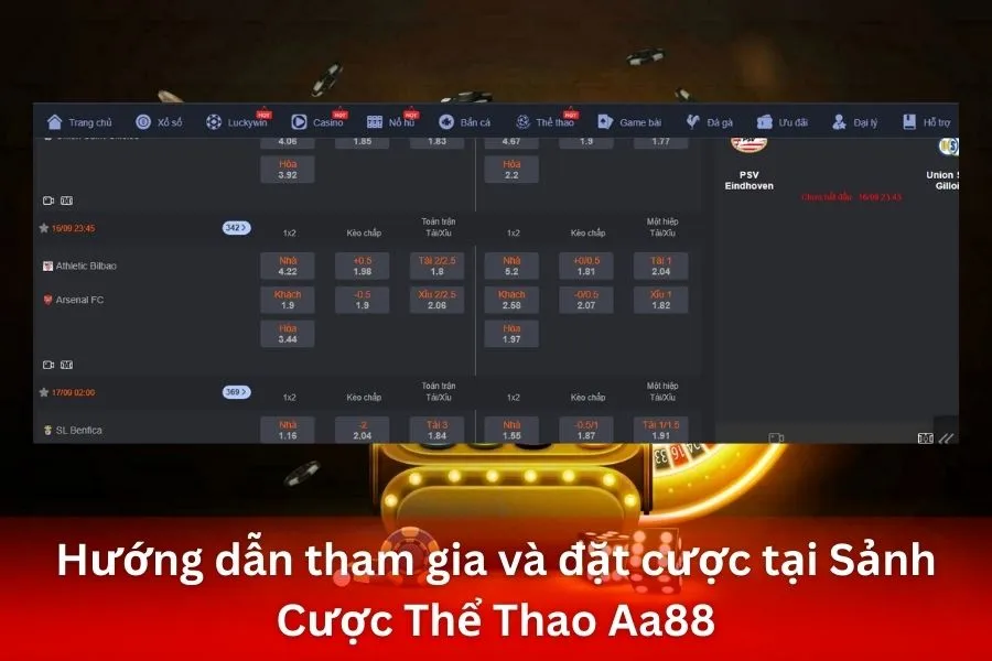 Hướng dẫn tham gia và đặt cược tại Sảnh Cược Thể Thao Aa88