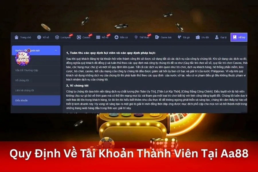 Quy Định Về Tài Khoản Thành Viên Tại Aa88