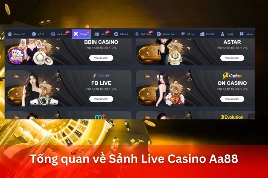 Tổng quan về Sảnh Live Casino Aa88 – Định nghĩa lại trải nghiệm sòng bạc chân thực